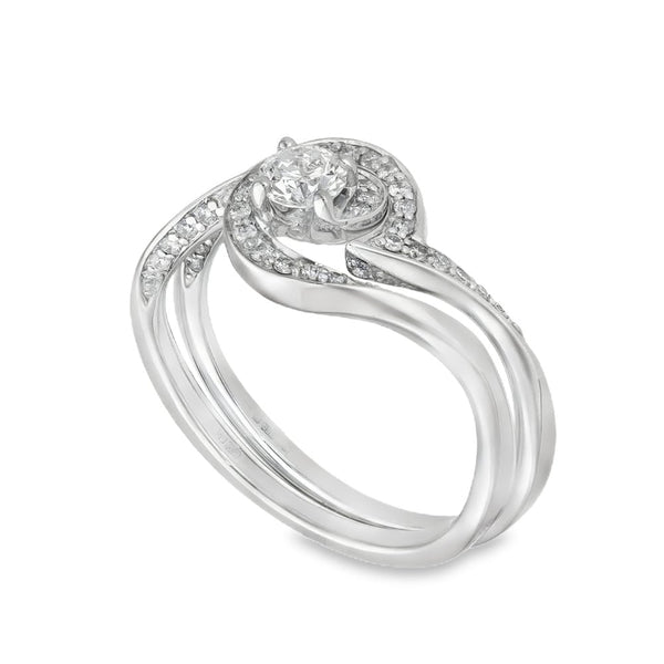 18ct White Gold Diamond Twist Engagement Ring - Size L - 0.30ct
