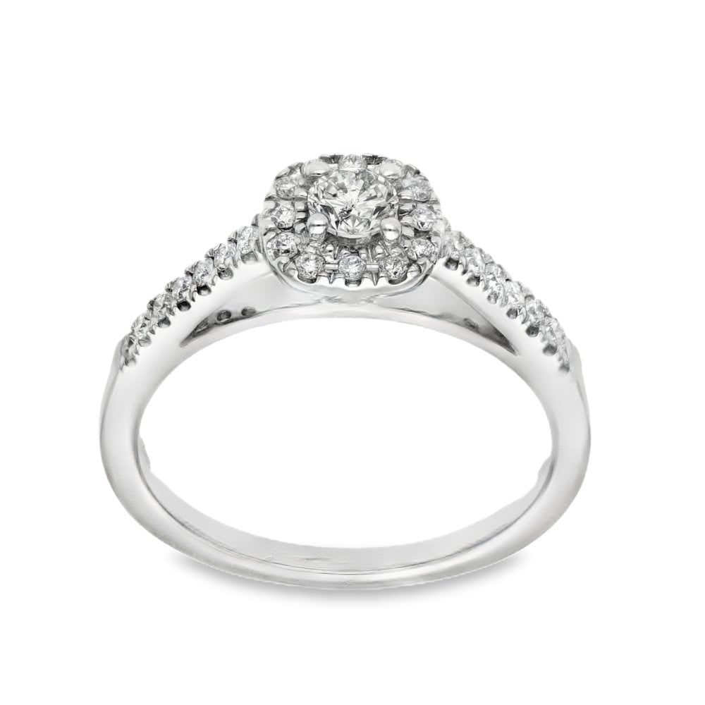 18ct White Gold Diamond Cluster Ring - Size K - 0.30ct
