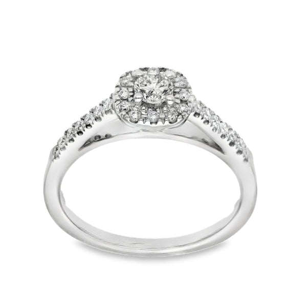 18ct White Gold Diamond Cluster Ring - Size K - 0.30ct