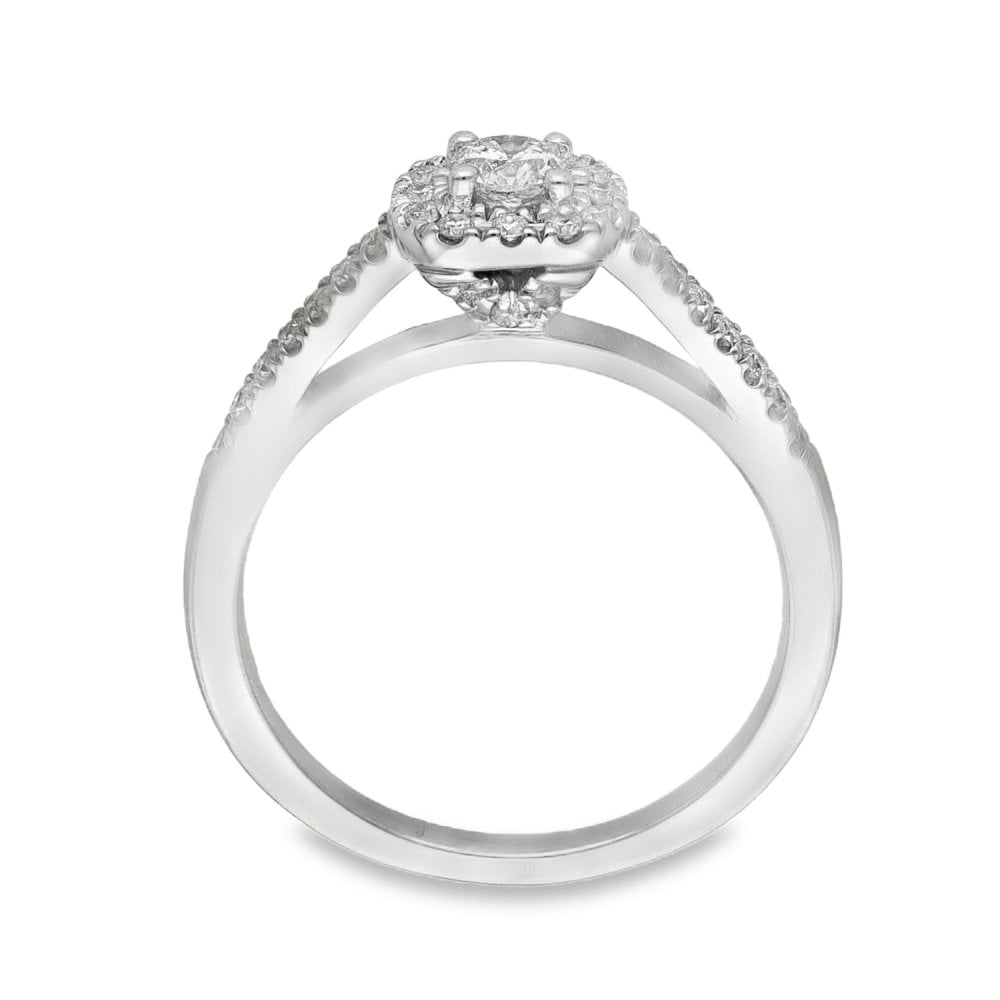 18ct White Gold Diamond Cluster Ring - Size K - 0.30ct