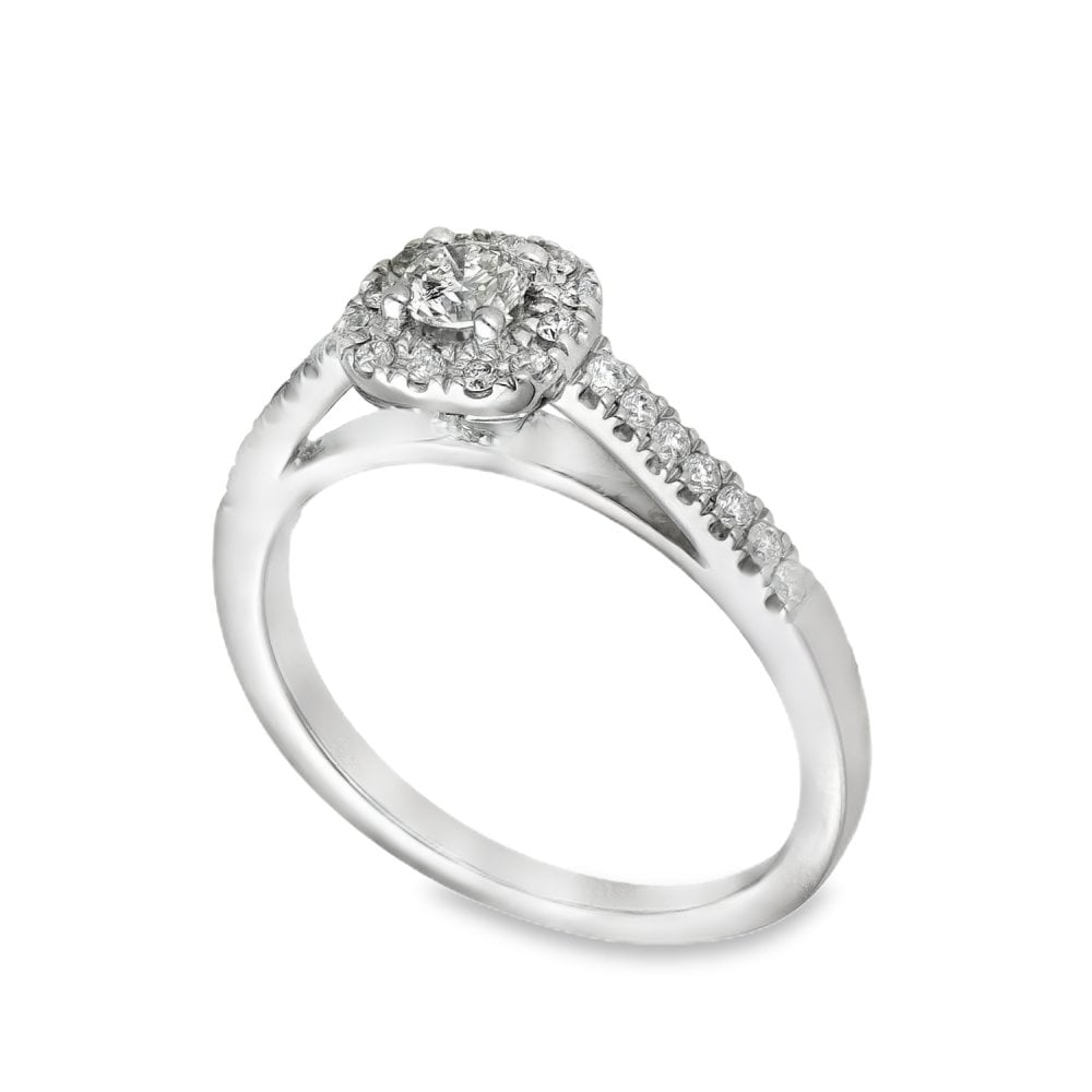 18ct White Gold Diamond Cluster Ring - Size K - 0.30ct