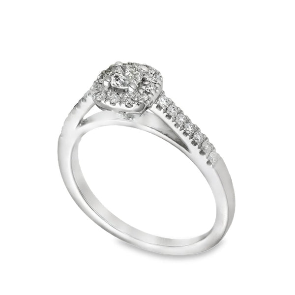 18ct White Gold Diamond Cluster Ring - Size K - 0.30ct