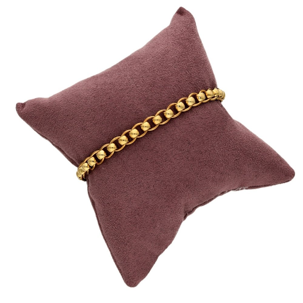 9ct Yellow Gold Rolo Belcher Bracelet - 7.5" - 13.1g