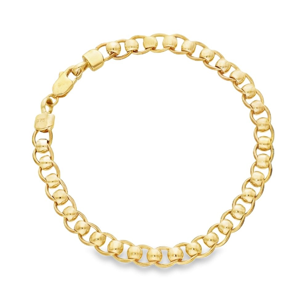9ct Yellow Gold Rolo Belcher Bracelet - 7.5" - 13.1g