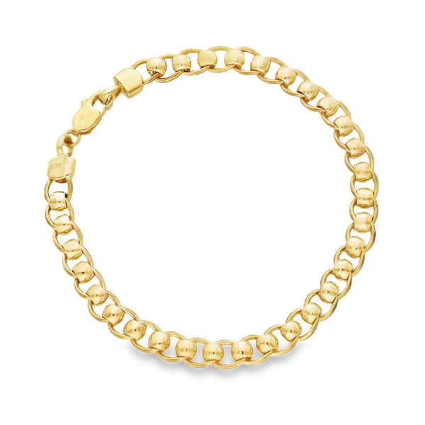 9ct Yellow Gold Rolo Belcher Bracelet - 7.5" - 13.1g