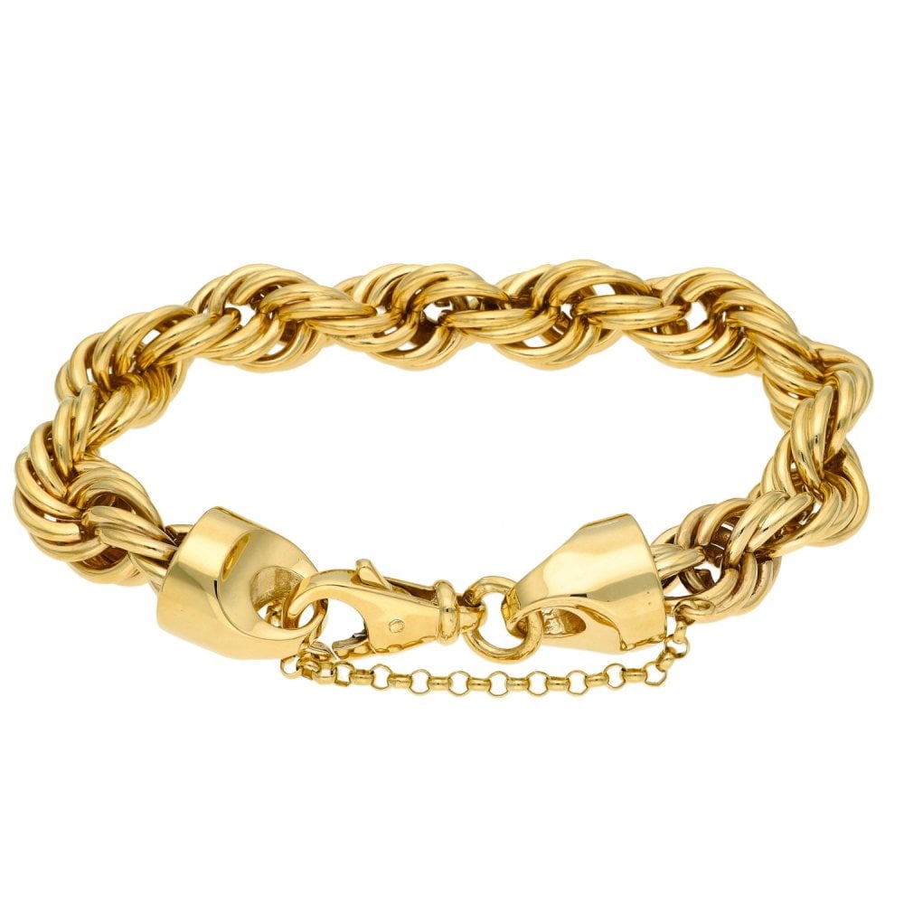 9ct Gents Yellow Gold Solid Rope Bracelet -126.1g - 9.5"