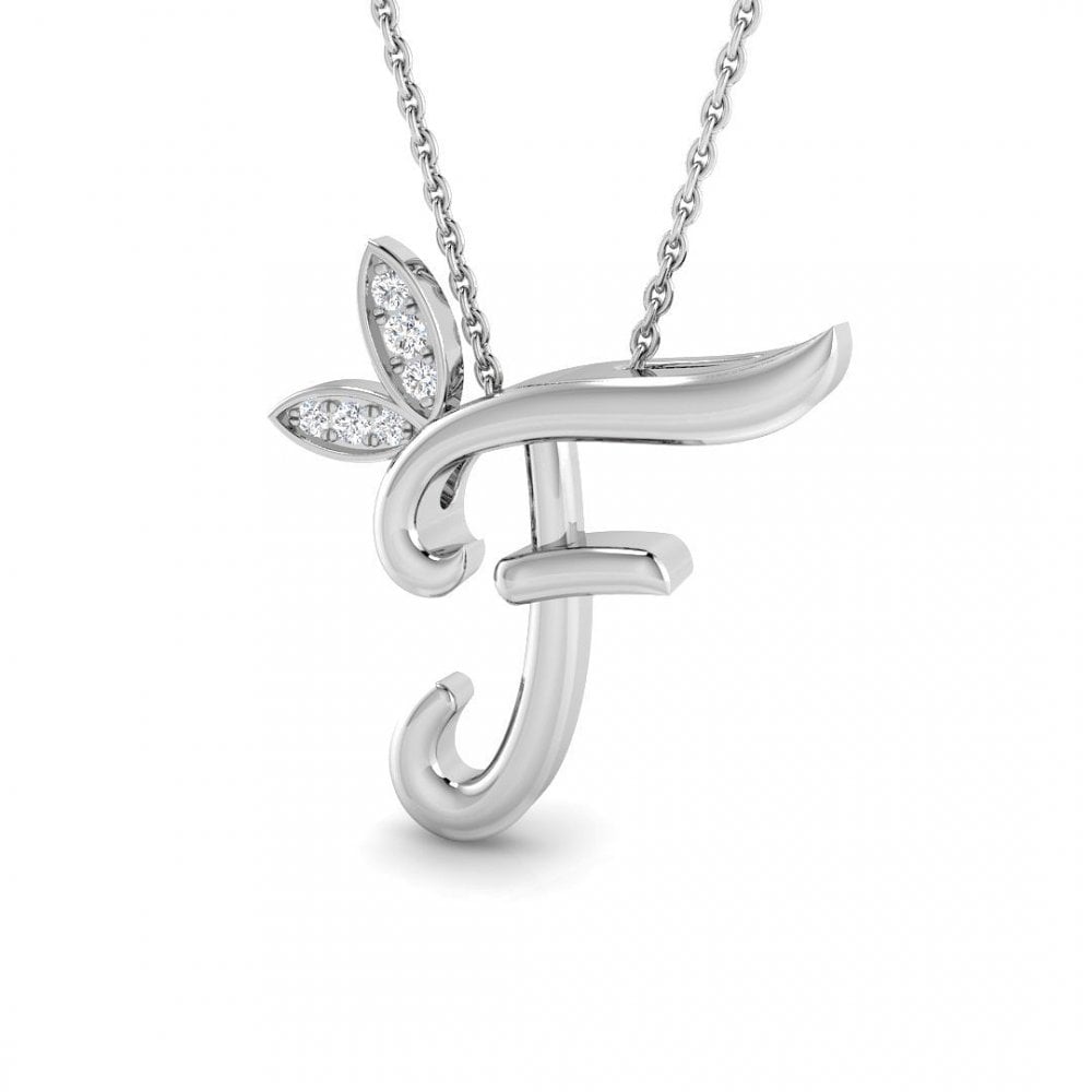 9ct Gold Diamond Butterfly Initial & Chain