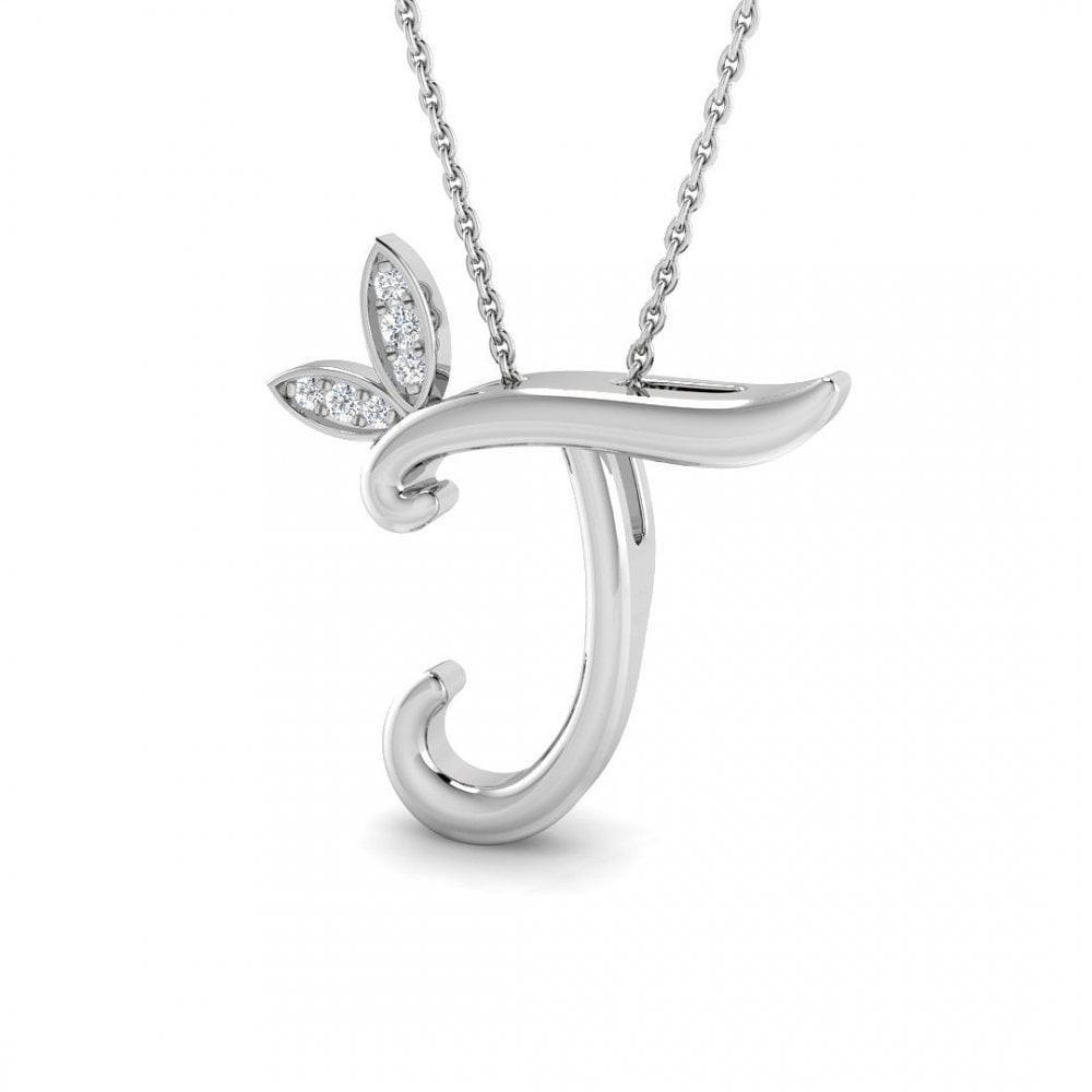 9ct Gold Diamond Butterfly Initial & Chain