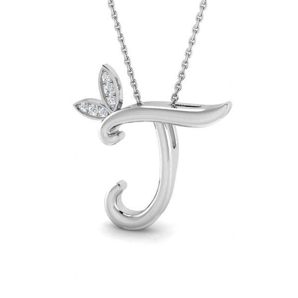 9ct Gold Diamond Butterfly Initial & Chain