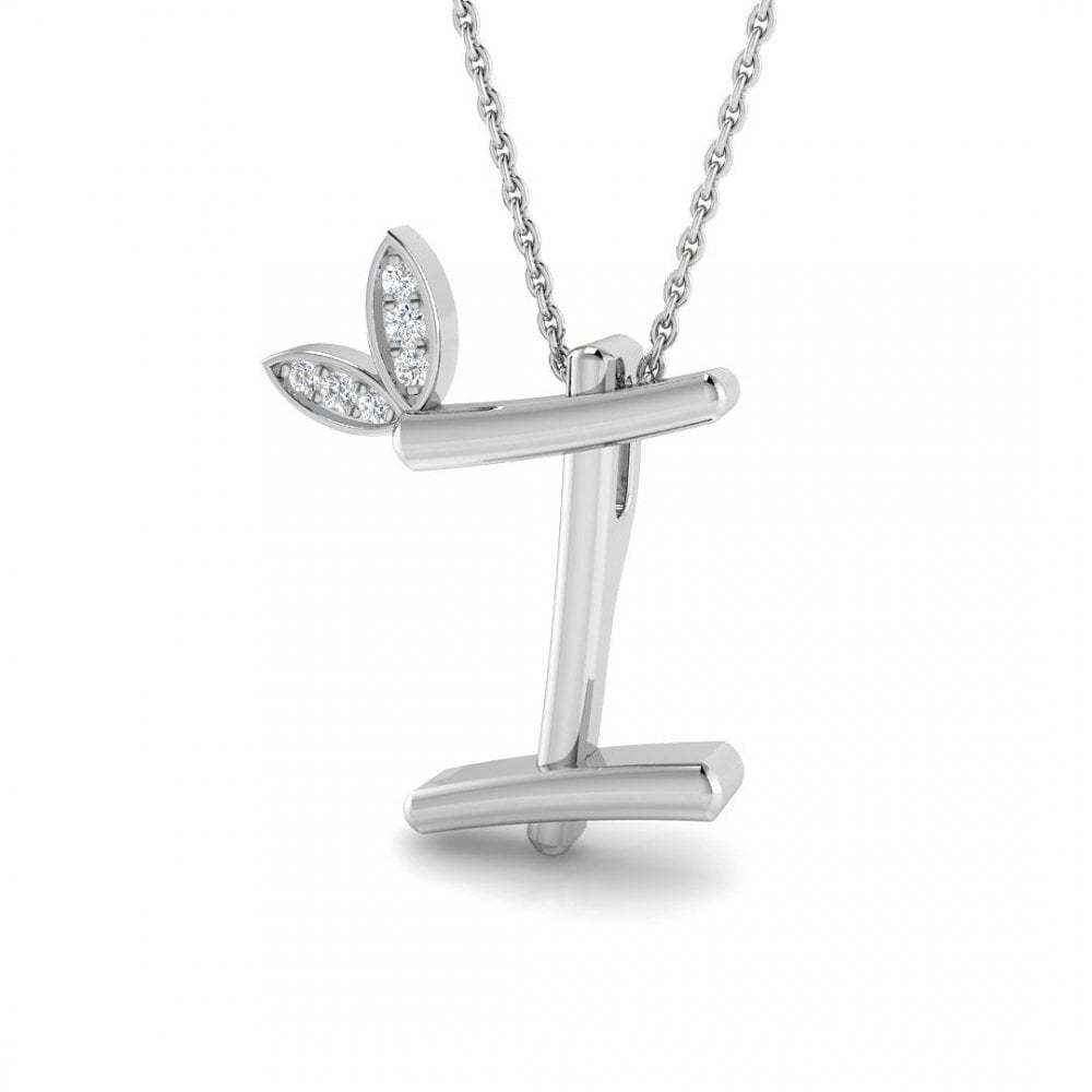 9ct Gold Diamond Butterfly Initial & Chain
