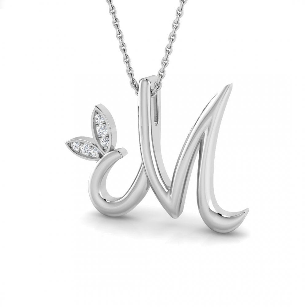 9ct Gold Diamond Butterfly Initial & Chain