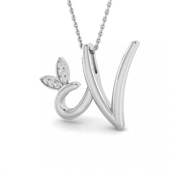 9ct Gold Diamond Butterfly Initial & Chain