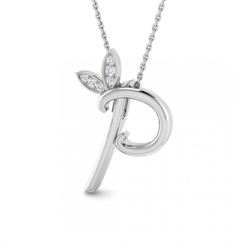 9ct Gold Diamond Butterfly Initial & Chain
