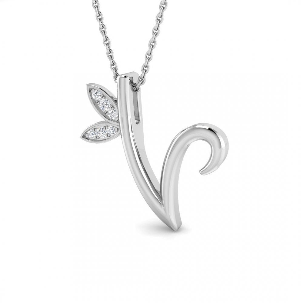 9ct Gold Diamond Butterfly Initial & Chain