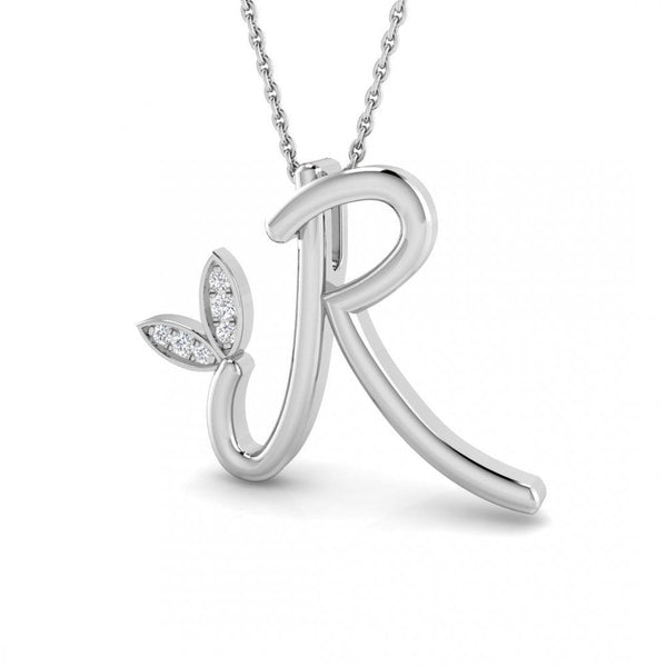 9ct Gold Diamond Butterfly Initial & Chain