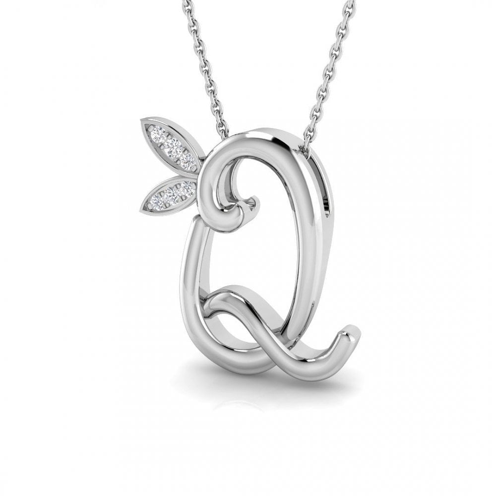 9ct Gold Diamond Butterfly Initial & Chain
