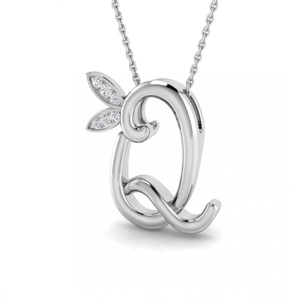 9ct Gold Diamond Butterfly Initial & Chain