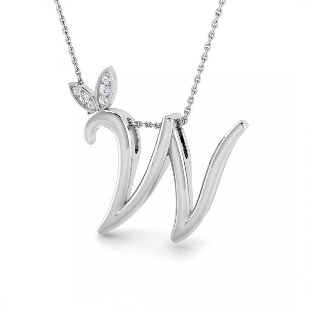 9ct Gold Diamond Butterfly Initial & Chain