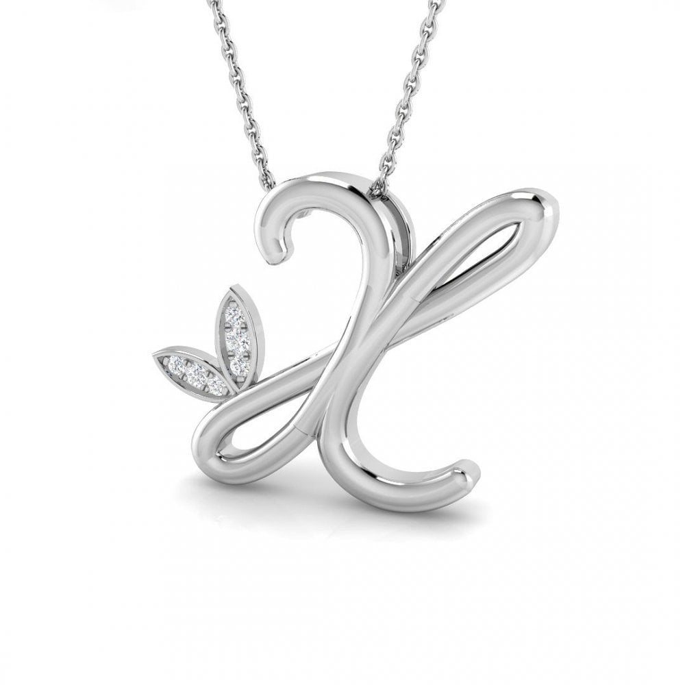 9ct Gold Diamond Butterfly Initial & Chain
