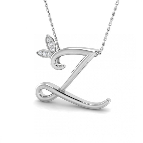 9ct Gold Diamond Butterfly Initial & Chain