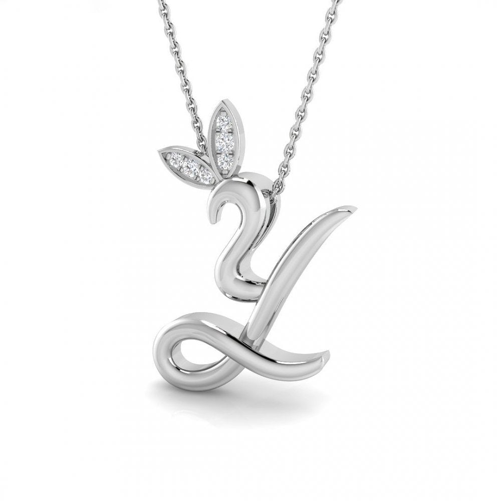 9ct Gold Diamond Butterfly Initial & Chain