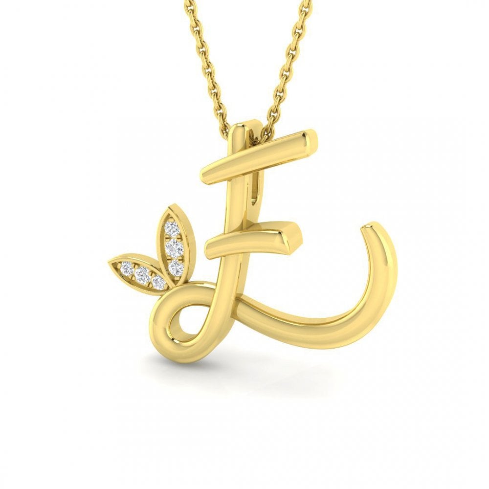 9ct Gold Diamond Butterfly Initial & Chain