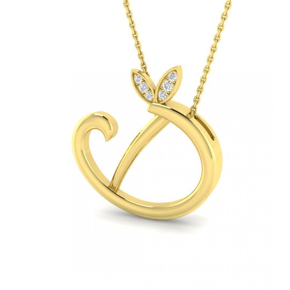 9ct Gold Diamond Butterfly Initial & Chain