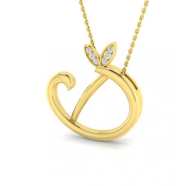 9ct Gold Diamond Butterfly Initial & Chain