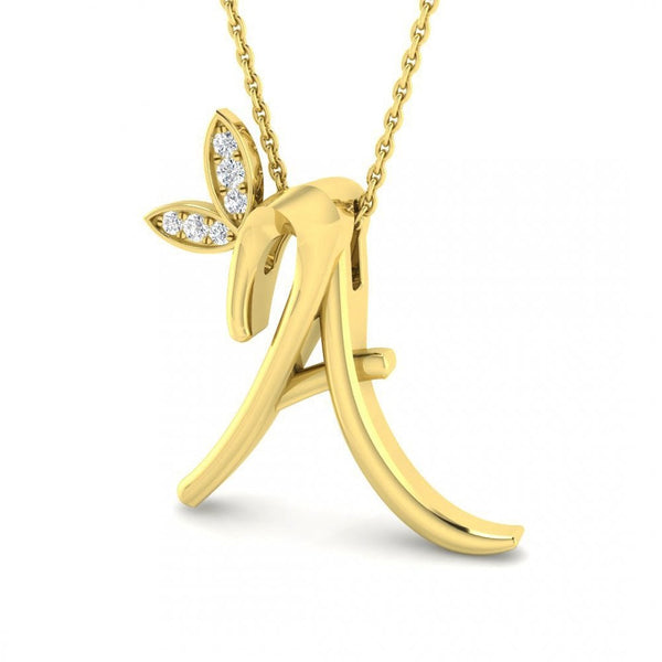 9ct Gold Diamond Butterfly Initial & Chain