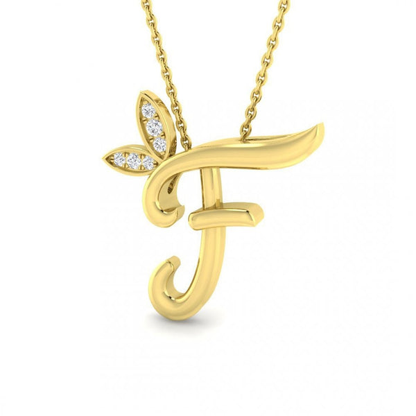 9ct Gold Diamond Butterfly Initial & Chain