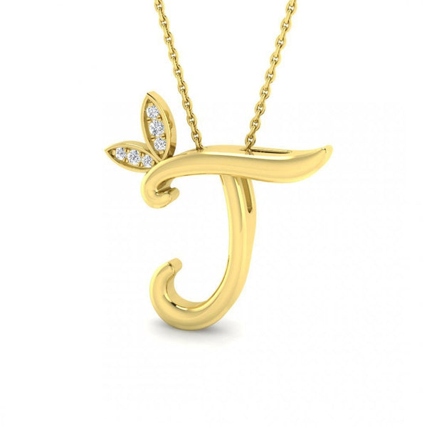 9ct Gold Diamond Butterfly Initial & Chain