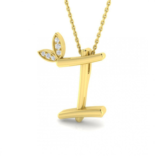 9ct Gold Diamond Butterfly Initial & Chain