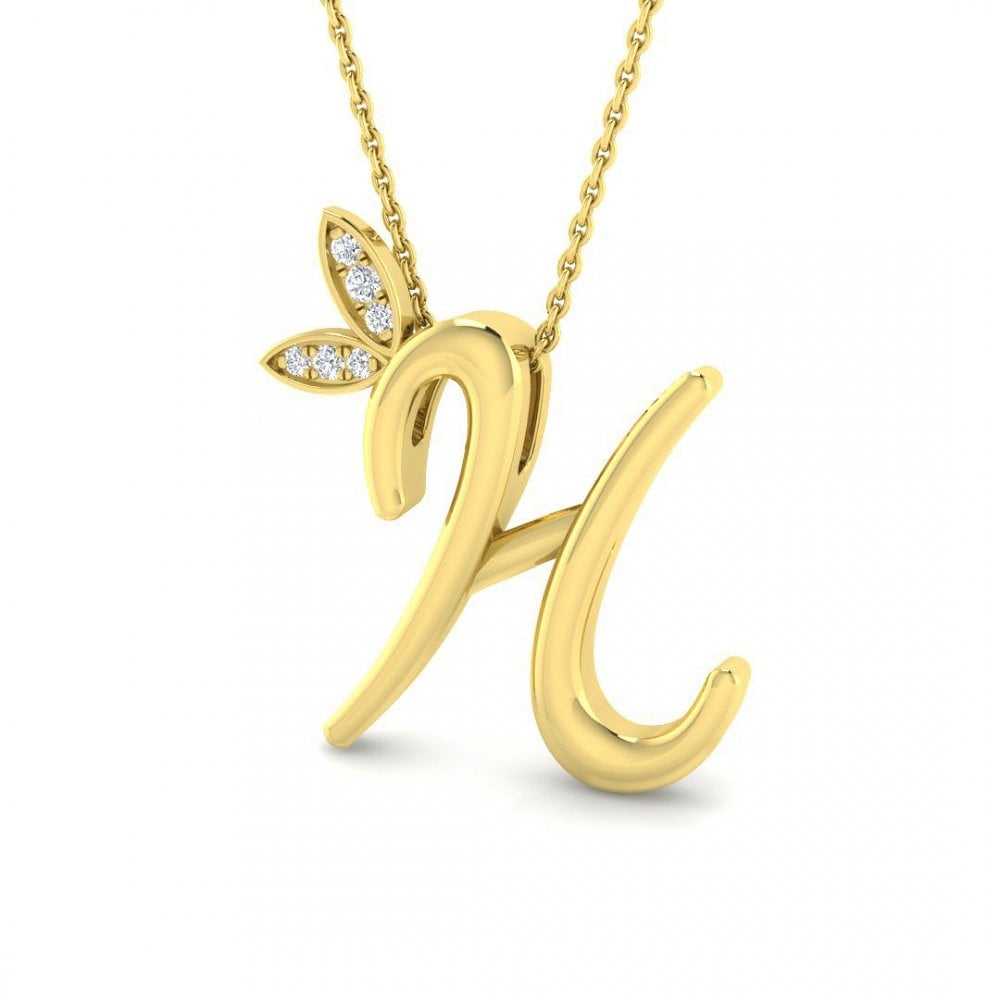 9ct Gold Diamond Butterfly Initial & Chain