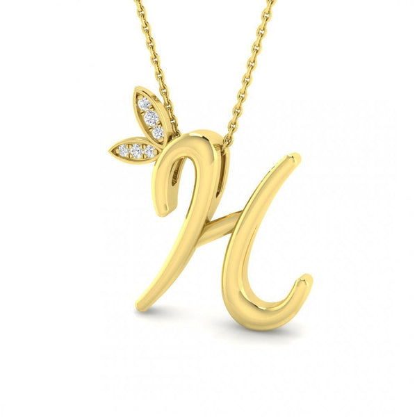 9ct Gold Diamond Butterfly Initial & Chain