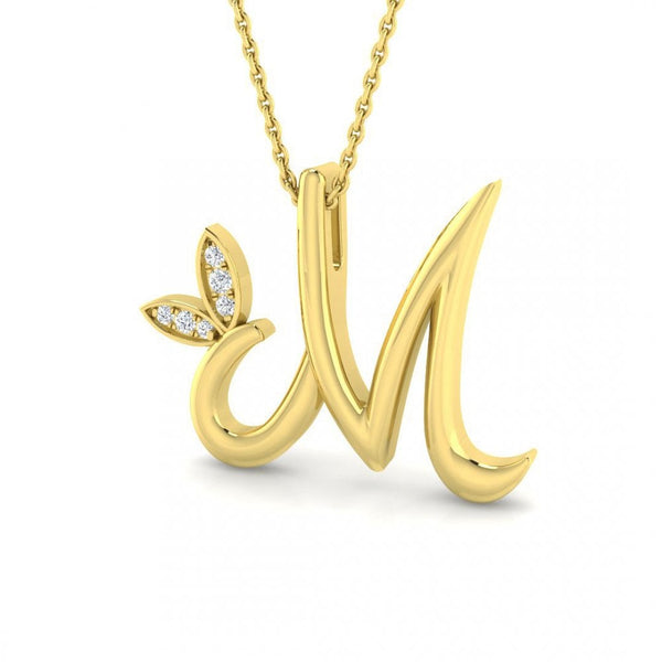 9ct Gold Diamond Butterfly Initial & Chain