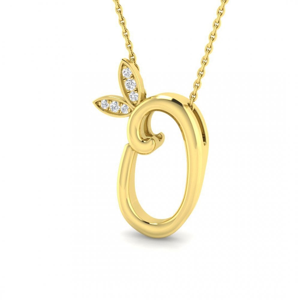 9ct Gold Diamond Butterfly Initial & Chain