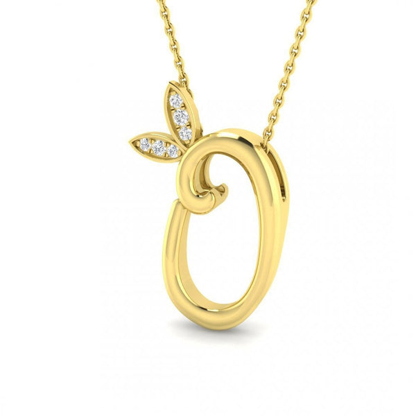 9ct Gold Diamond Butterfly Initial & Chain