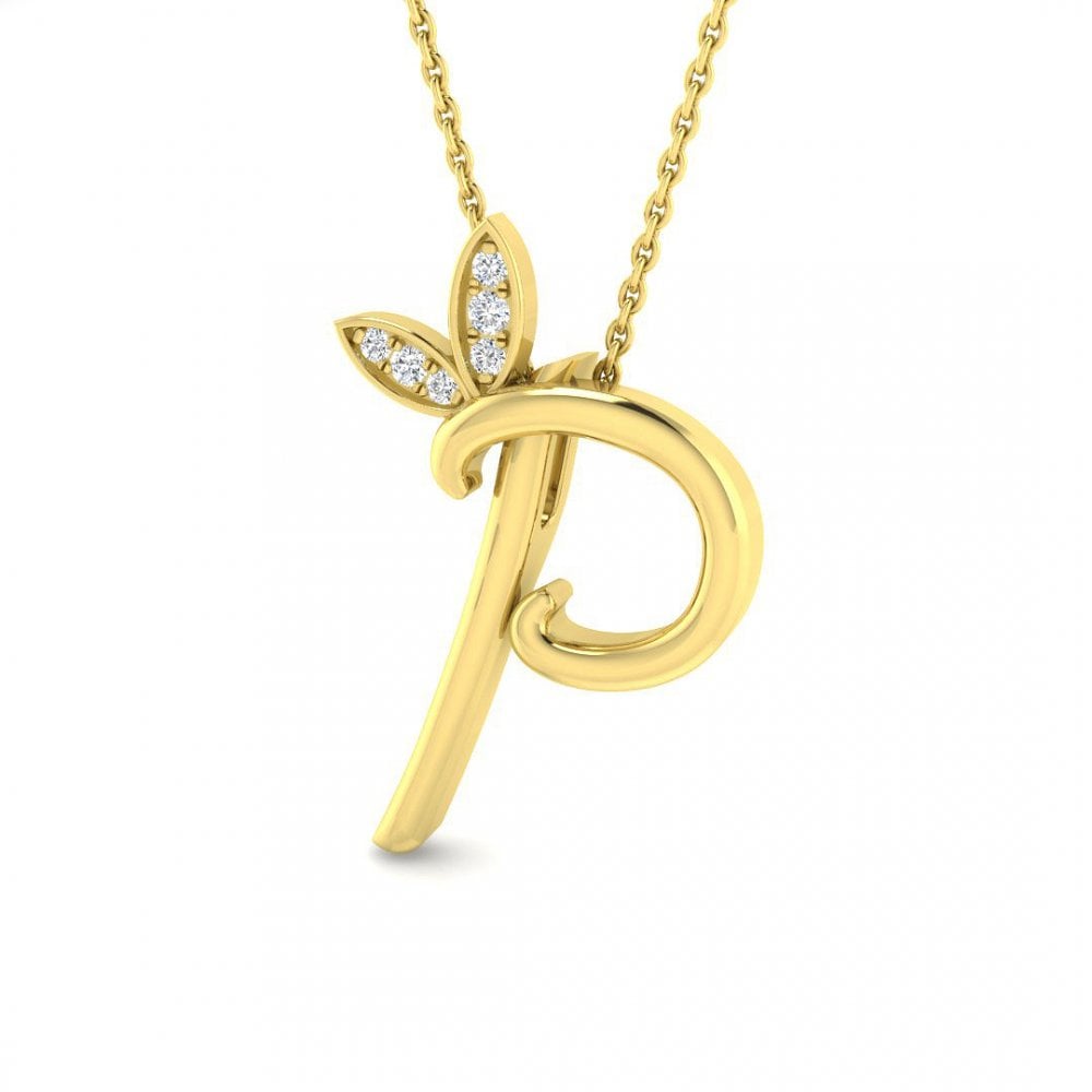 9ct Gold Diamond Butterfly Initial & Chain