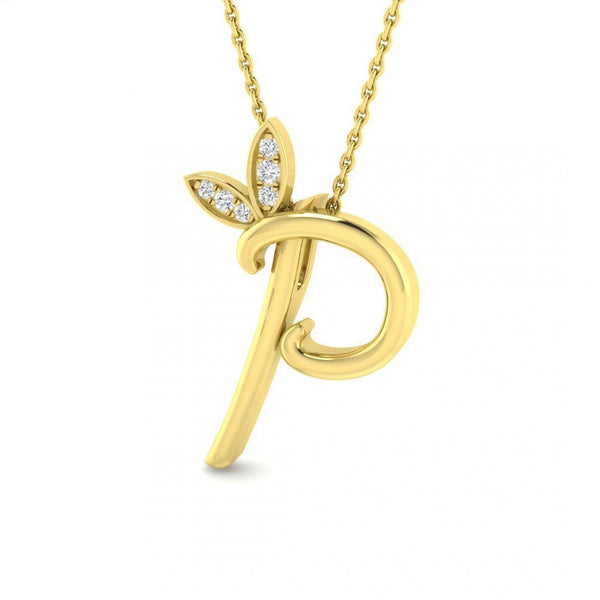 9ct Gold Diamond Butterfly Initial & Chain