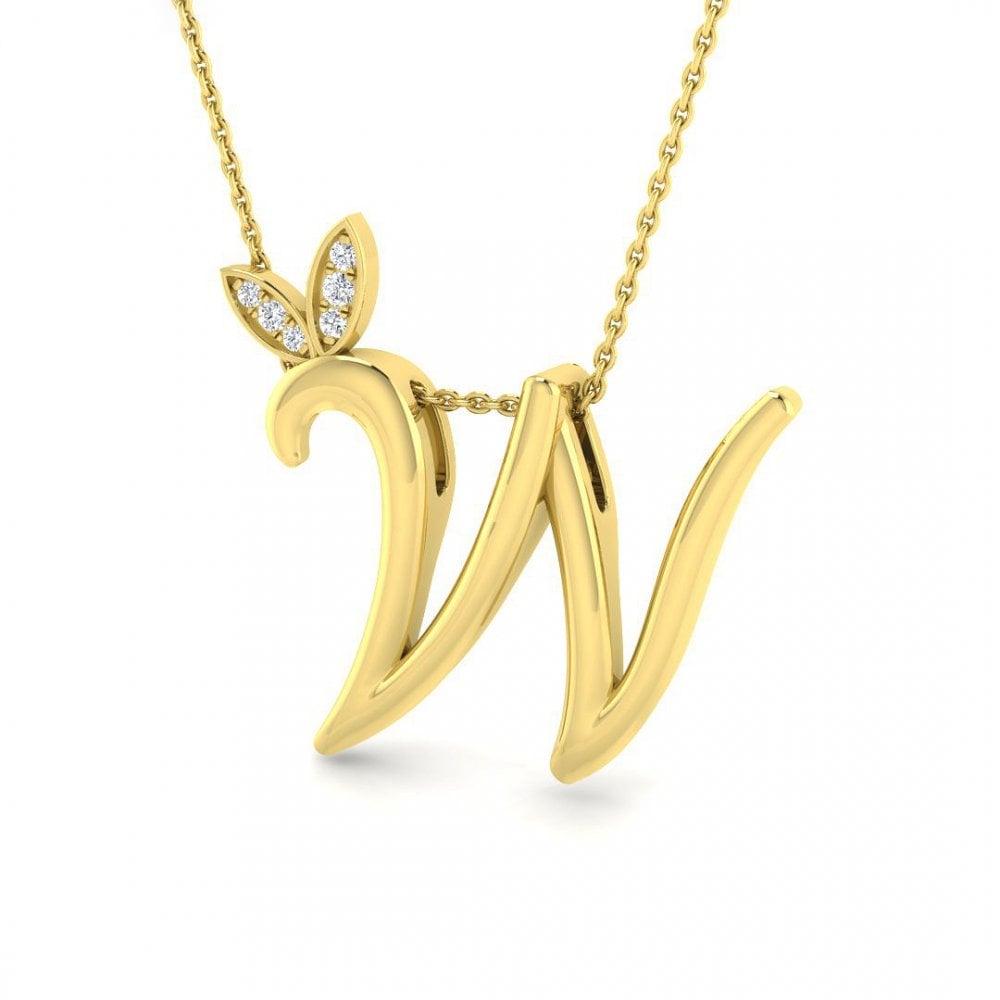 9ct Gold Diamond Butterfly Initial & Chain