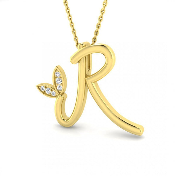 9ct Gold Diamond Butterfly Initial & Chain