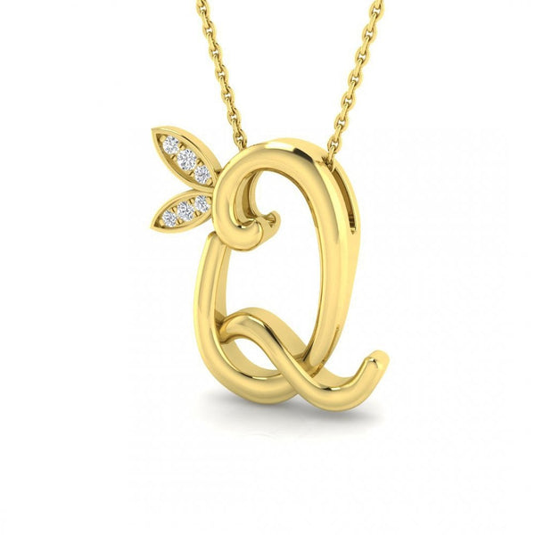 9ct Gold Diamond Butterfly Initial & Chain