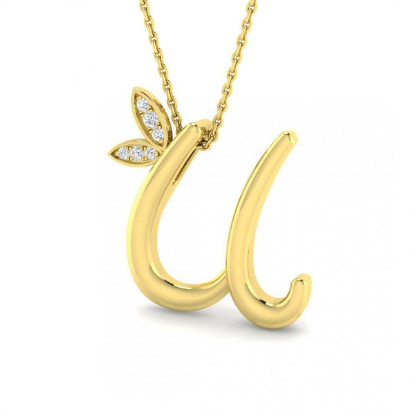 9ct Gold Diamond Butterfly Initial & Chain