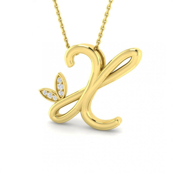 9ct Gold Diamond Butterfly Initial & Chain
