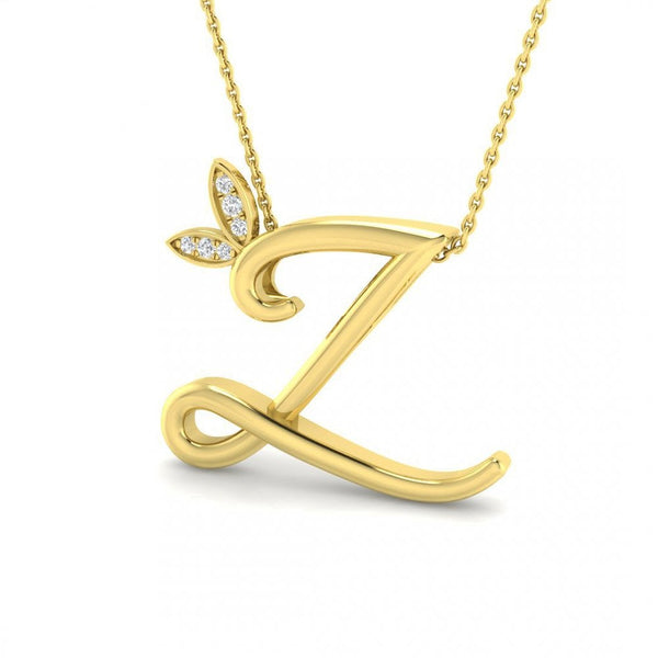 9ct Gold Diamond Butterfly Initial & Chain