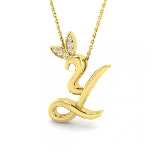 9ct Gold Diamond Butterfly Initial & Chain