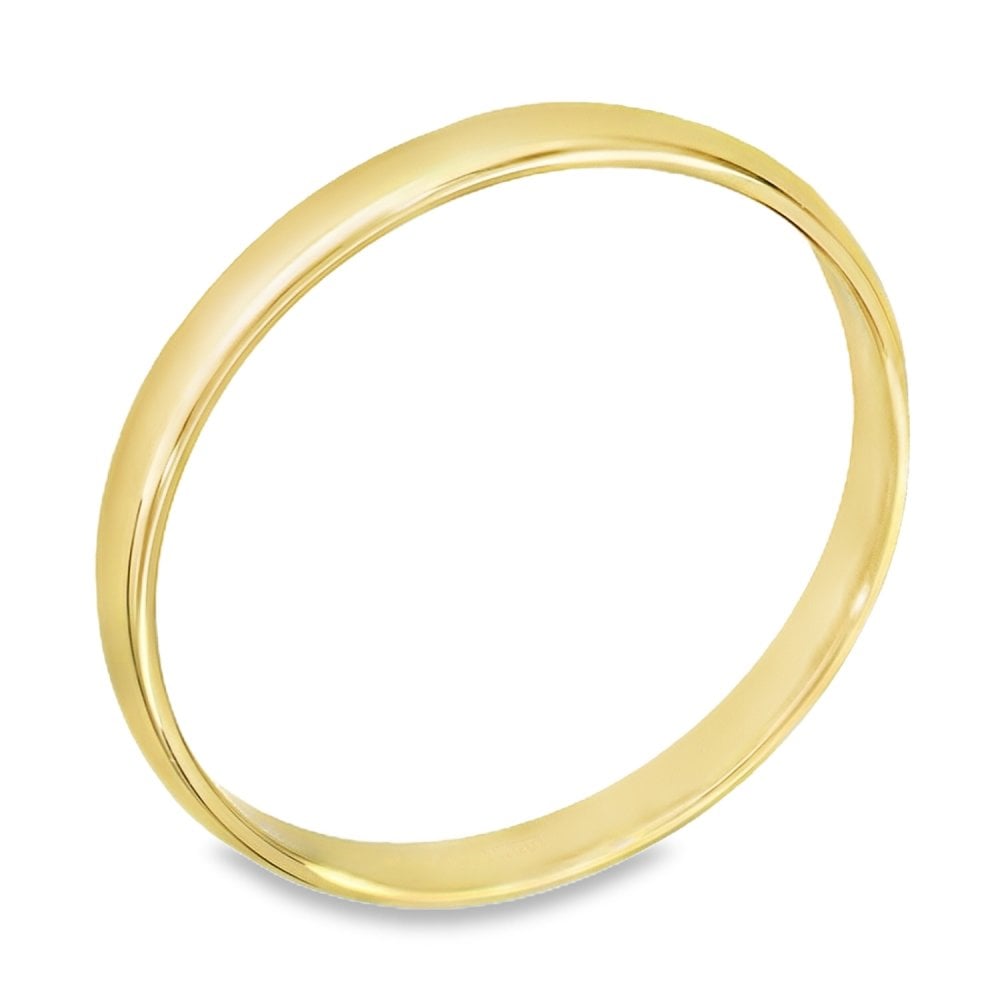 9ct Yellow Gold D-Shape 3mm Wedding Ring - Size N - 2.9g.