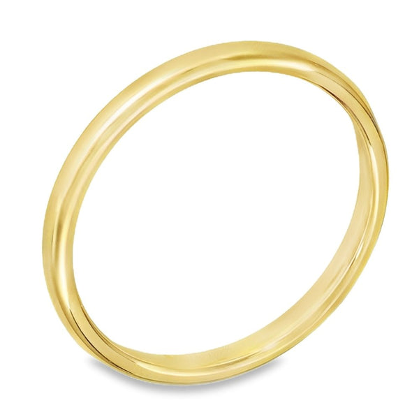 9ct Yellow Gold D-Shape 3mm Wedding Ring - Size N - 2.9g.
