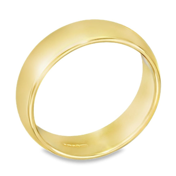 9ct Yellow Gold D-Shape 3mm Wedding Ring - Size N - 2.9g.