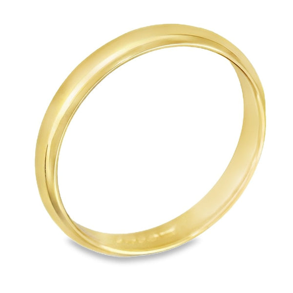 9ct Yellow Gold D-Shape 3mm Wedding Ring - Size N - 2.9g.